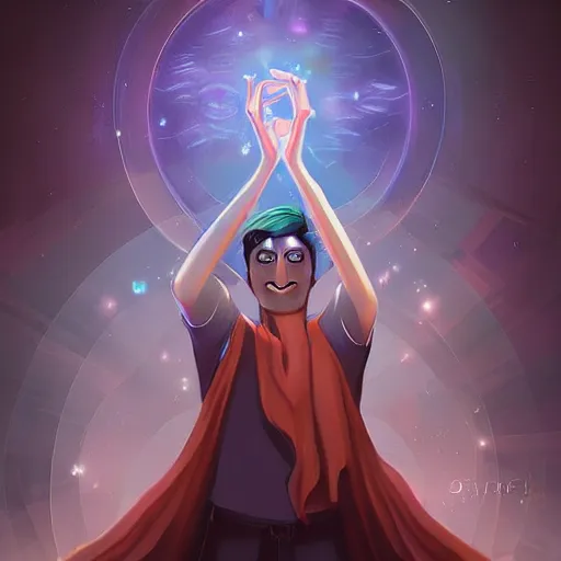 Prompt: a powerful psychic man emitting psychic powers, by cyril rolando,