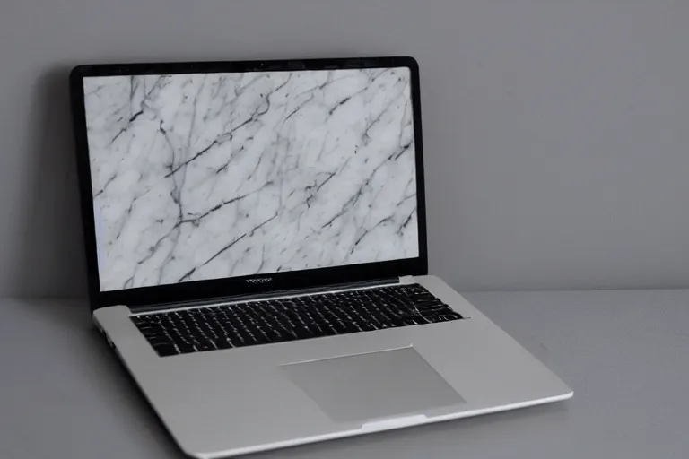 Image similar to Laptop made of marble, statue