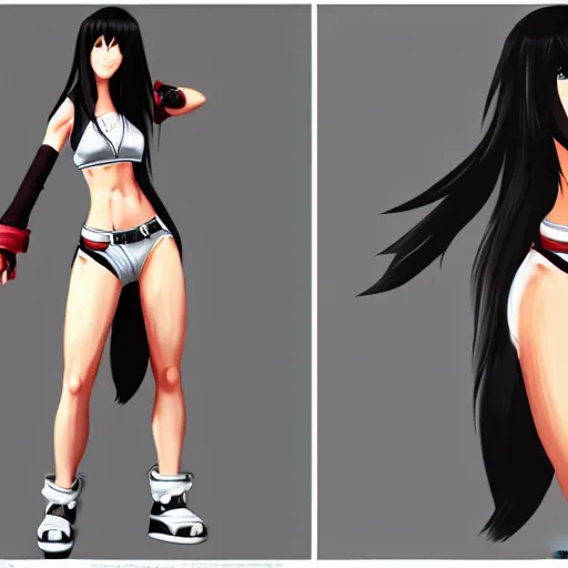 Image similar to face and body shot of tifa lockhart, concept art trending on artstation