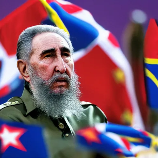 Prompt: award - winning hyper tailed promotional close - up photograph of fidel castro participating in the olympics, 8 k, 4 k, high quality, hyperdetailed