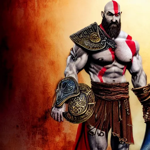 Image similar to Kratos from god of war on the Elen show