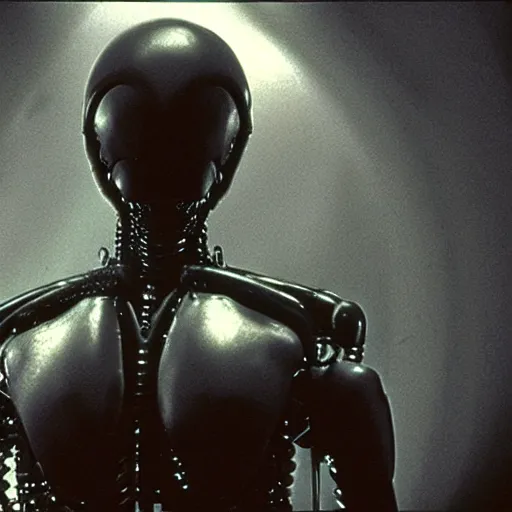 Prompt: movie still of a alien cyborg, cinematic composition, cinematic light, tungsten lighting criterion collection, by hp lovecraft,