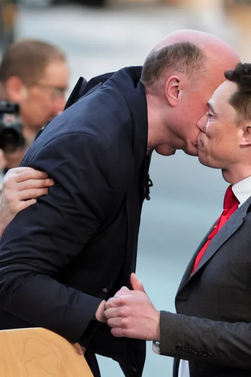 Image similar to elon musk kissing jeff bezos