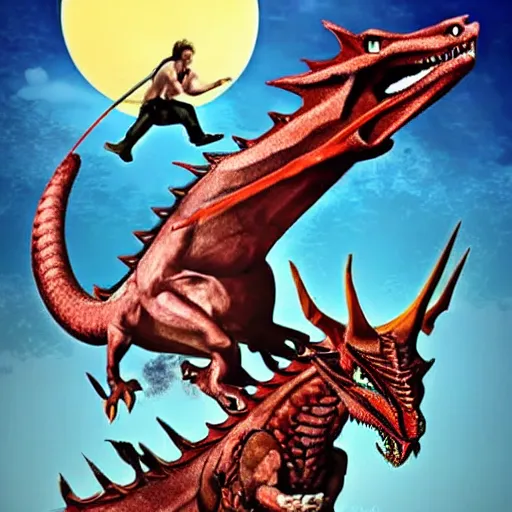 Image similar to dexter morgan riding a dragon, epic art