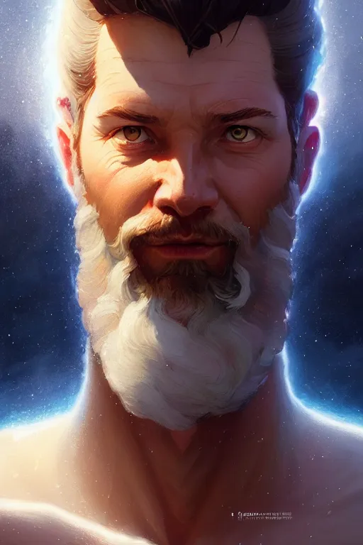 Image similar to highly detailed portrait of god zeus, stephen bliss, unreal engine, fantasy art by greg rutkowski, rhads, ferdinand knab, makoto shinkai and lois van baarle, ilya kuvshinov, rossdraws, tom bagshaw, global illumination, radiant light, detailed and intricate environment