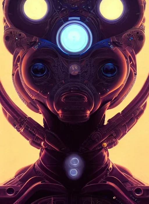 Image similar to symmetry!! portrait of alien, sci - fi, tech wear, steam punk, multiple eyes, glowing lights!! intricate, elegant, highly detailed, digital painting, artstation, concept art, smooth, sharp focus, illustration, art by artgerm and greg rutkowski and alphonse mucha