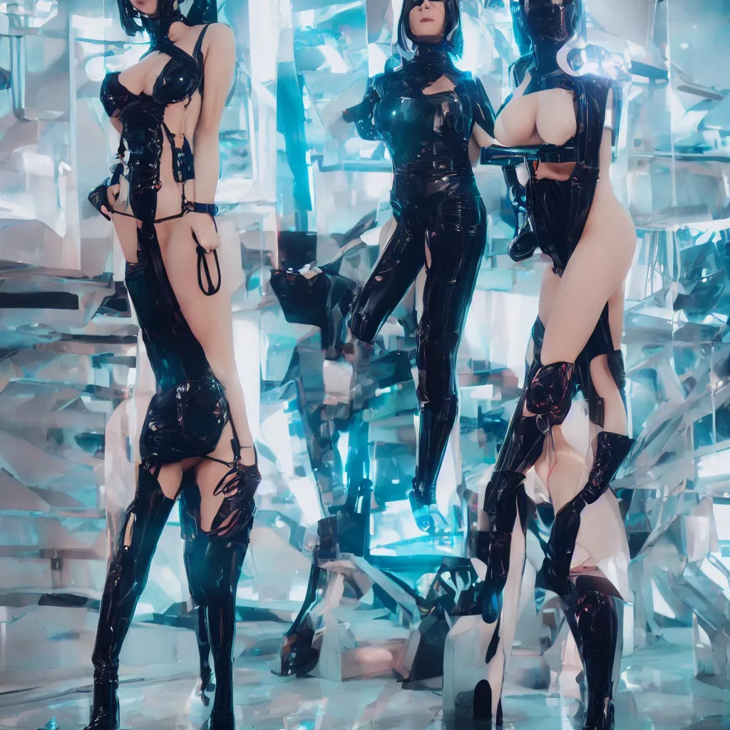 Image similar to gorgeous dominatrix, futuristic fashion, neotenous, future china, 8 k, ektachrome, neon, hd