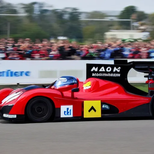 Prompt: greta thunberg driving a racing car