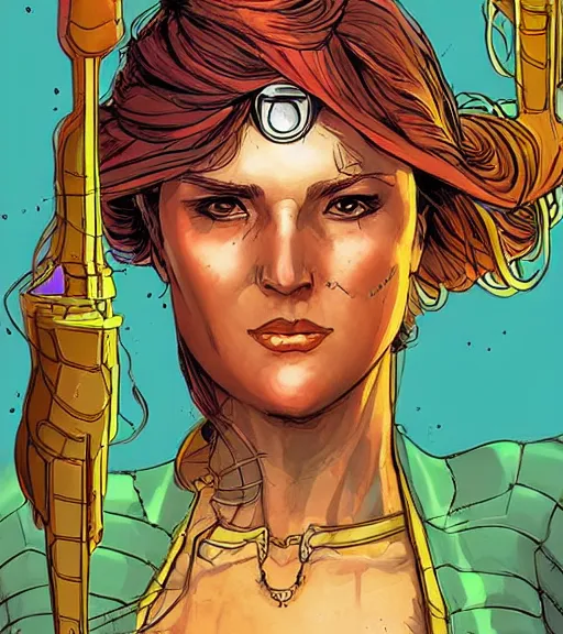 Prompt: “princess of Mars” character portrait, art by Martin Grip and Moebius