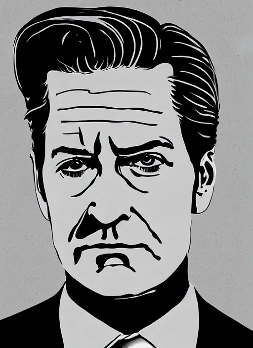 Prompt: portrait of kyle maclachlan as dale cooper by kevin tong