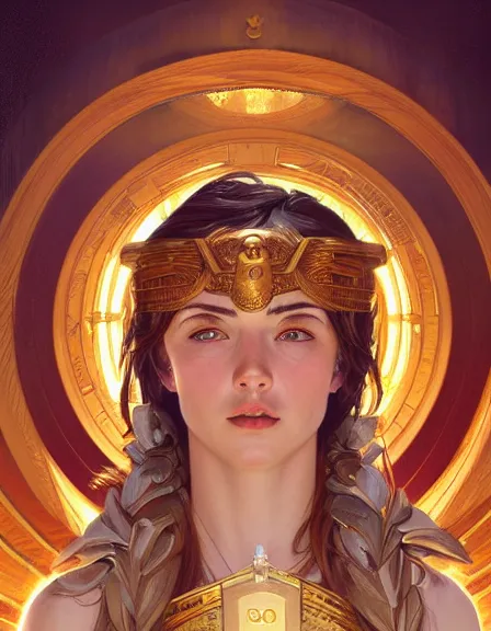 Image similar to athena goddess of wisdom, realistic portrait, symmetrical, highly detailed, digital painting, artstation, concept art, smooth, sharp focus, illustration, cinematic lighting, strength, art by artgerm and greg rutkowski and alphonse mucha and louis theophile hingre