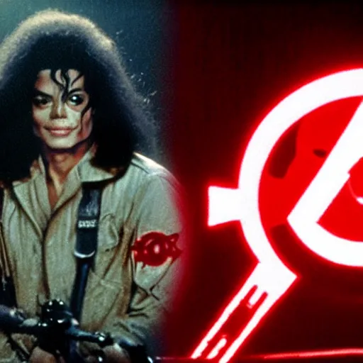 Image similar to stunning awe inspiring michael jackson with a highly detailed face as a ghostbuster in the movie ghostbusters, movie still 8 k hdr atmospheric lighting