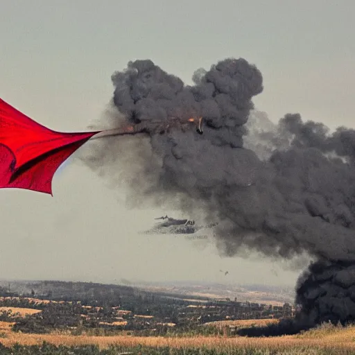 Image similar to red dragon blocking black smoke by rj palmer