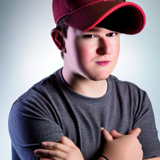 Image similar to dipper from gravity falls as a real person, confideny pose, articulated, detailed, high definition, studio photograph, studio lighting