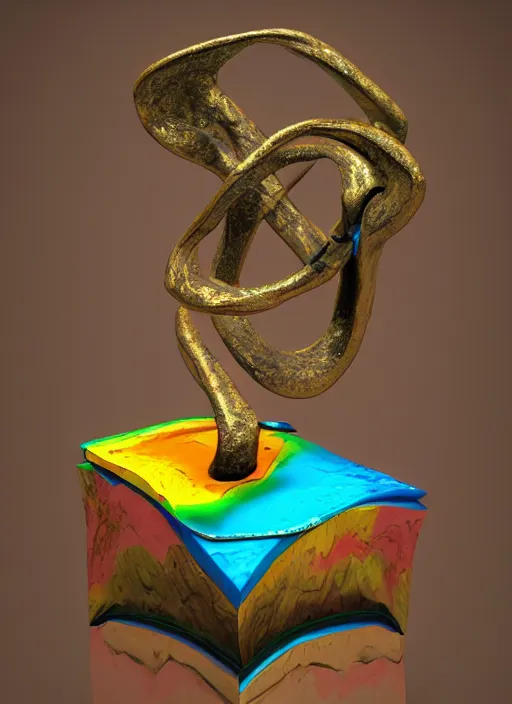 Image similar to 3D abstract resin miniature sculpture by Salvador Dali, psychedelic, abstractionism, realistic, 8K, Hyperrealism, Subsurface scattering, raytracing, Octane Render, Zbrush, simple background