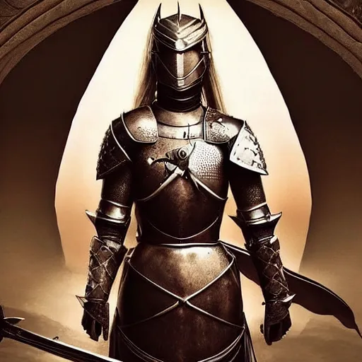 Prompt: a beautiful female knight without any battle experience who only wanted to see a dragon, symmetrical, cinematic, real photography