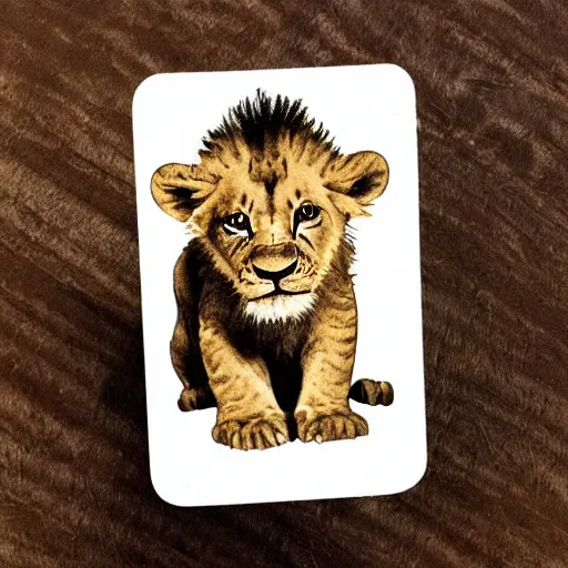 Image similar to a sticker of a lion cub