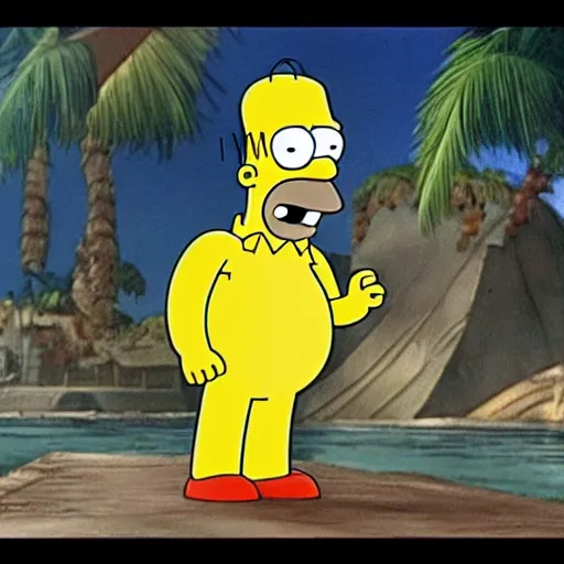 Prompt: A still of Homer Simpson in Pirates of the Caribbean (2001)