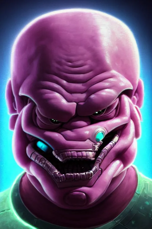 Prompt: a portrait of krang ( tmnt ) look, cyberpunk, fantasy, neon lights, sharp focus, intricate, elegant, digital painting, artstation, matte, highly detailed, concept art, illustration, ambient lighting, art by ruan jia and artgerm and range murata and wlop and ross tran and william, adolphe bouguereau and beeple