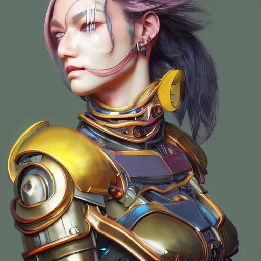 Image similar to studio portrait of lawful good colorful female holy mecha paladin absurdly beautiful, elegant, young sensual graceful woman, ultrafine hyperrealistic detailed face illustration by kim jung gi, irakli nadar, intricate linework, sharp focus, bright colors, matte, octopath traveler, final fantasy, unreal engine highly rendered, global illumination, radiant light, intricate environment