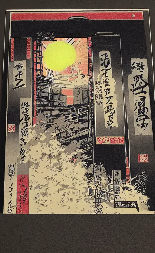 Prompt: by akio watanabe, manga art, the curtains of a theatre, trading card front, sun in the background