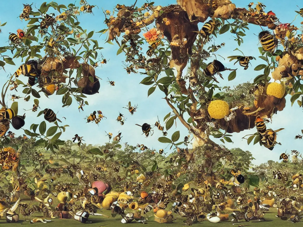 Image similar to the world as seen by a bee. Painting by Walton Ford