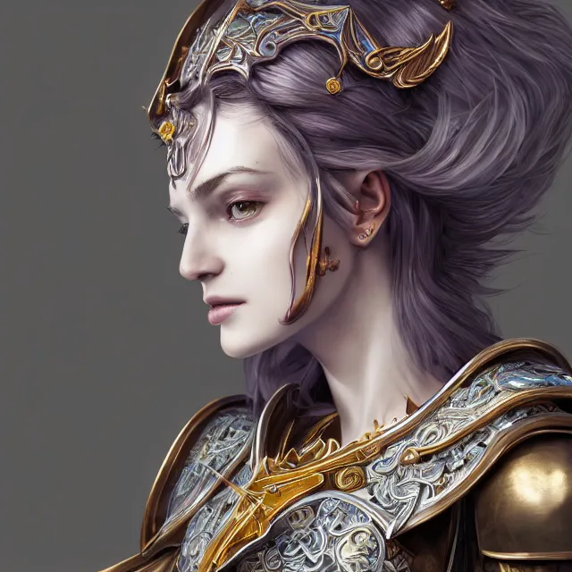 Image similar to studio portrait of lawful good colorful female holy knight paladin as absurdly beautiful, elegant, young sensual pretty woman, ultrafine hyperrealistic detailed face illustration by kim jung gi, irakli nadar, intricate linework, sharp focus, bright colors, matte, octopath traveler, final fantasy, unreal engine highly rendered, global illumination, radiant light, intricate environment