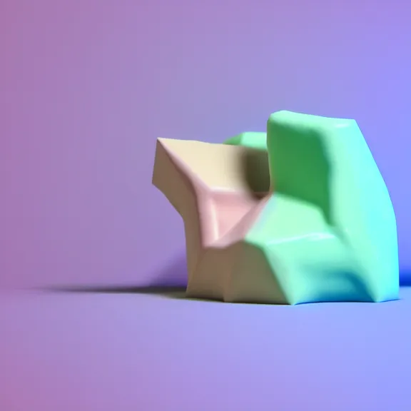 Image similar to A 3d render of several pastel colored liquid viscuous objects are melting together as a clay in a geometric shape with detailed shadow. Geometric shaped. render, low angle camera, detailed shading, vray octane, redshift. ray tracing. volumetric lighting. micro details, Hyper detailed, 8K3d, Trending on Artstation. rendered in cinema4d, Hyper realism.