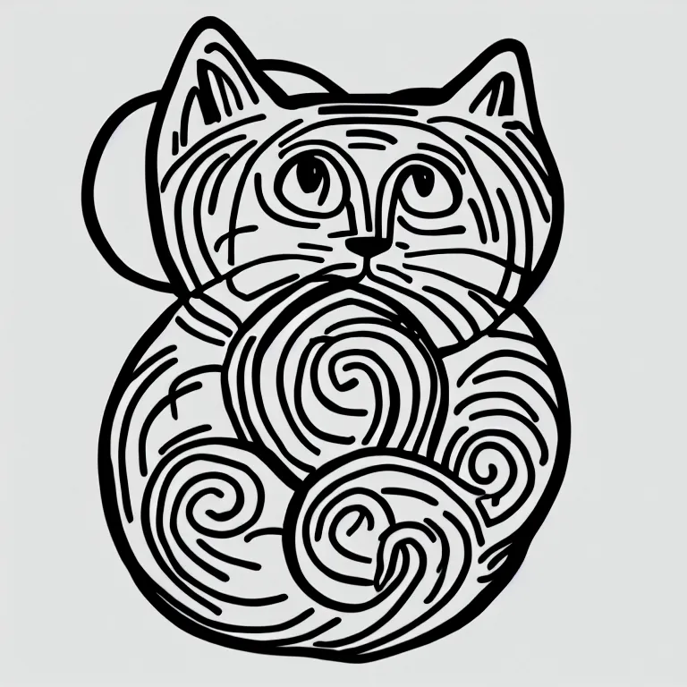 Image similar to a curled up cat illustration, sticker, trending on art station, minimal, sharp, satisfying, 8 k