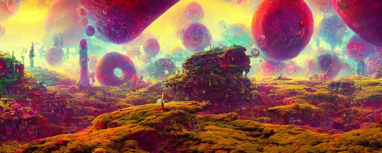 Prompt: ” torus world, [ art by paul lehr, cinematic, detailed, epic, widescreen, opening, establishing, mattepainting, photorealistic, realistic textures, octane render ] ”