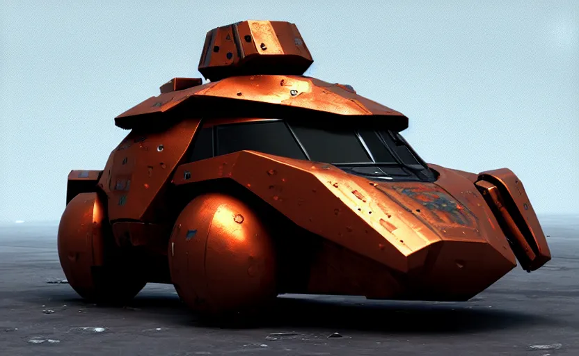 Prompt: an armored futuristic sci fi vehicle, unreal engine, cinematic lighting, texture rust, texture electronic circuit