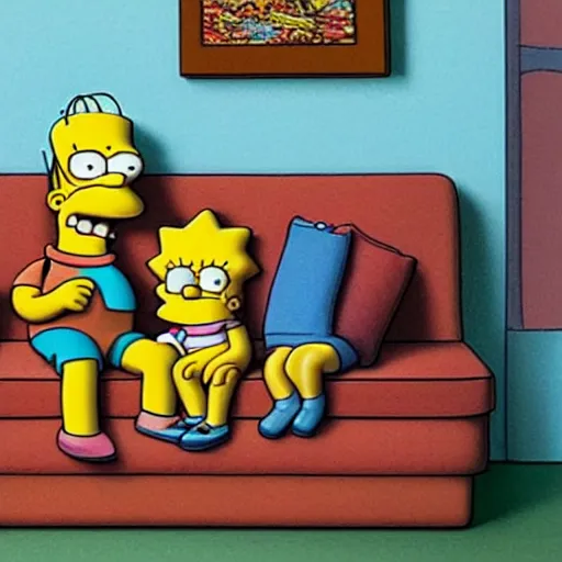 Prompt: “ the Simpson’s as coloured clay on couch”