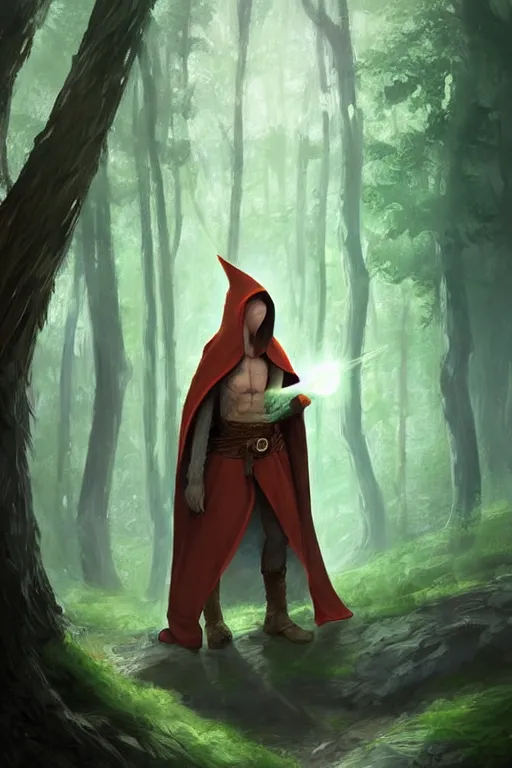 Image similar to beautiful, digital art, male elf wizard, wearing linen hooded cloth. forest background. artstation, by bartek fedyczak, erak note, tooth wu, neil richards, kan liu, siwoo kim, jisu choe