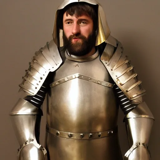 Prompt: man in 15 century decorated crusader armor