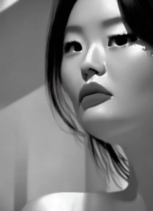 Image similar to a close up portrait film still of a bored stunning vietnamese actress from a year nineteen - seventy - two italian giallo film about finding a villain, global illumination, ultra ornate detail.