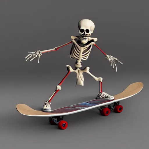 Prompt: A skeleton rides a skateboard, highly detailed, trending on artstation, 8k,