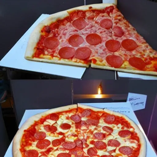 Prompt: pizza made entirely of ice