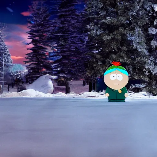 Image similar to South Park in real life, 50 mm, f2.8, panavision, studio lighting