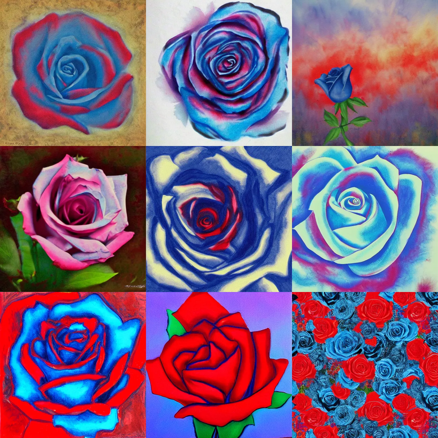 Prompt: blue rose : : red sky