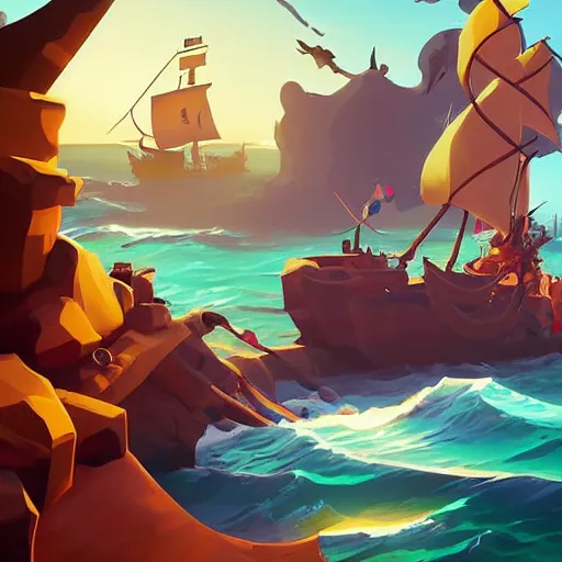 Image similar to painting treasure on sea of thieves game smooth median photoshop filter cutout vector, behance hd by jesper ejsing, by rhads, makoto shinkai and lois van baarle, ilya kuvshinov, rossdraws global illumination