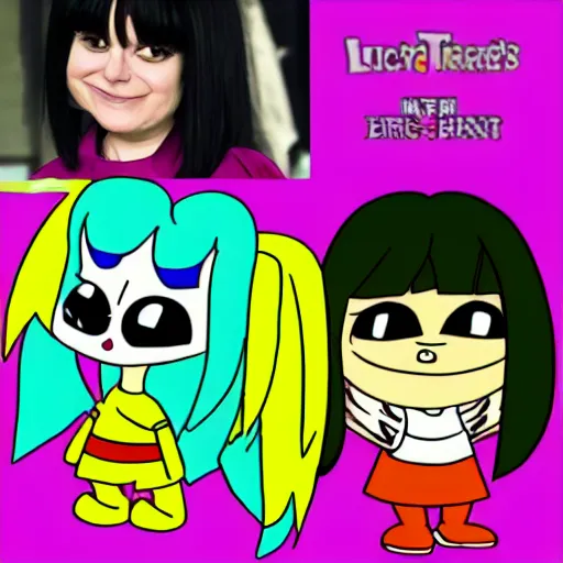 Prompt: kris from deltarune and lucy loud comparing bangs