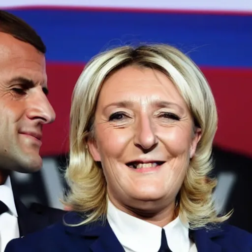 Prompt: Marine LePen wins MMA match against Emmanuel Macron