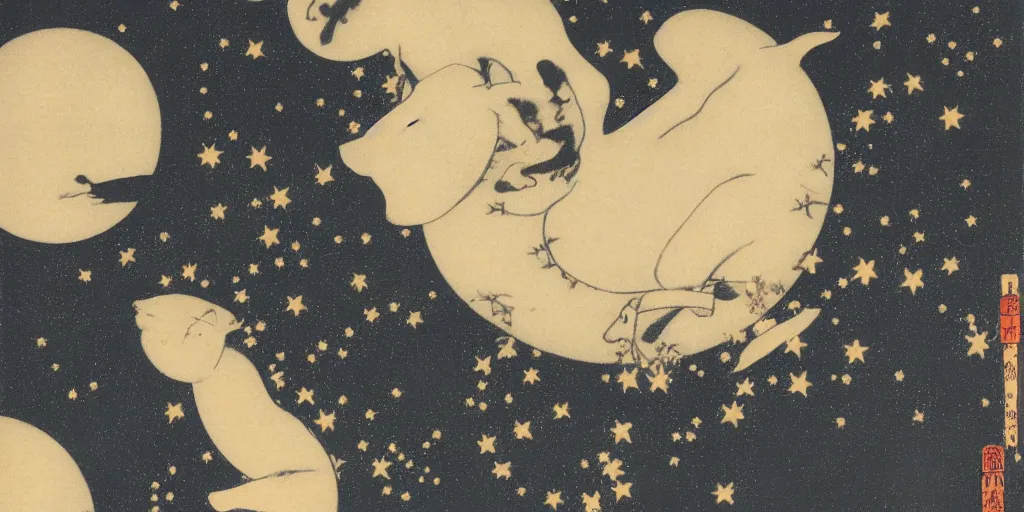 Image similar to constellations by ohara koson, 1 9 1 0