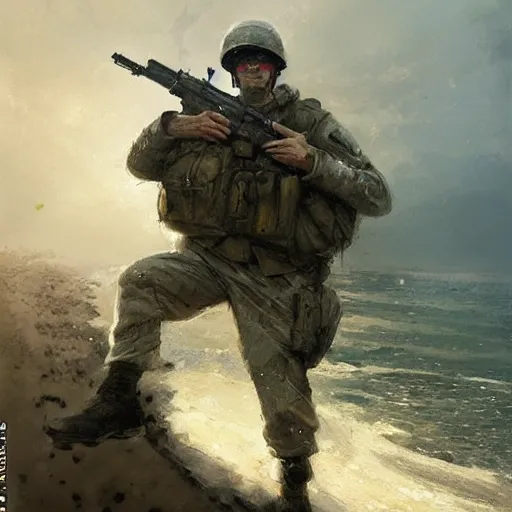 Prompt: an american soldier fighting in d - day fantastic camera engel by greg rutkowski