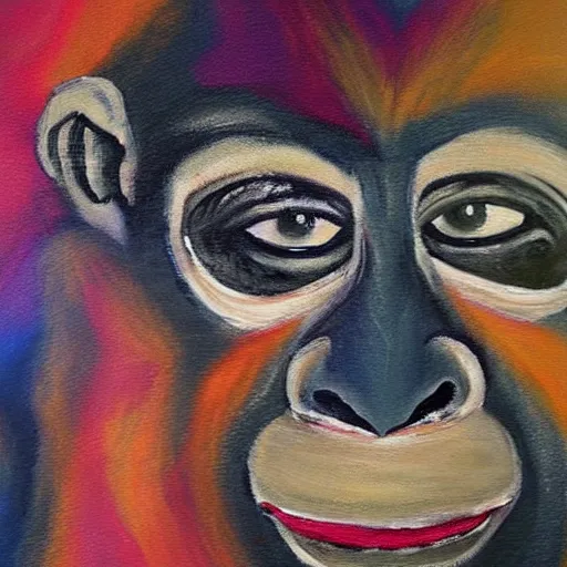 Image similar to abstract painting of a monkey