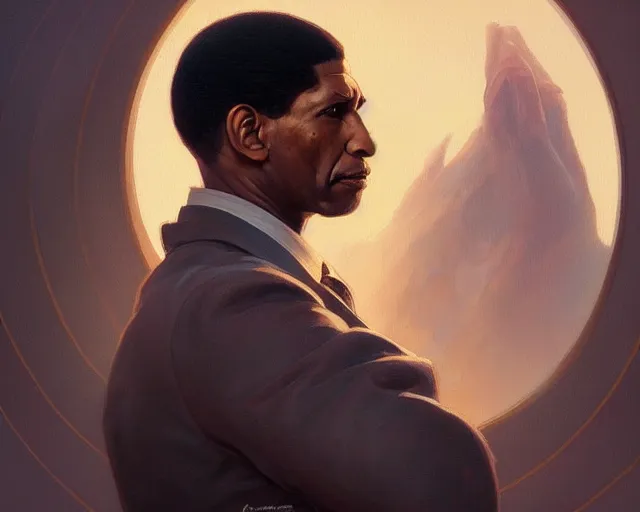 Image similar to mindblowing portrait of medgar evers, deep focus, beautiful, highly detailed, digital painting, artstation, concept art, matte, sharp, illustration, hearthstone, art by artgerm and greg rutkowski and alphonse mucha