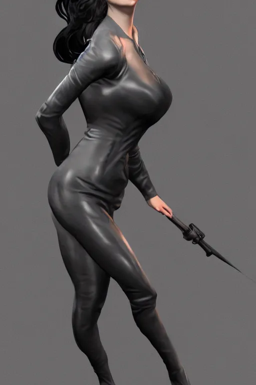 Image similar to full body 3d render of Catwoman, character art, concept art, photorealistic, finalRender, octane, Unreal Engine
