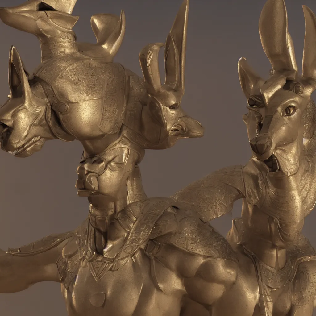 Prompt: realistic Egyptian Anubis, octane render, global illumination