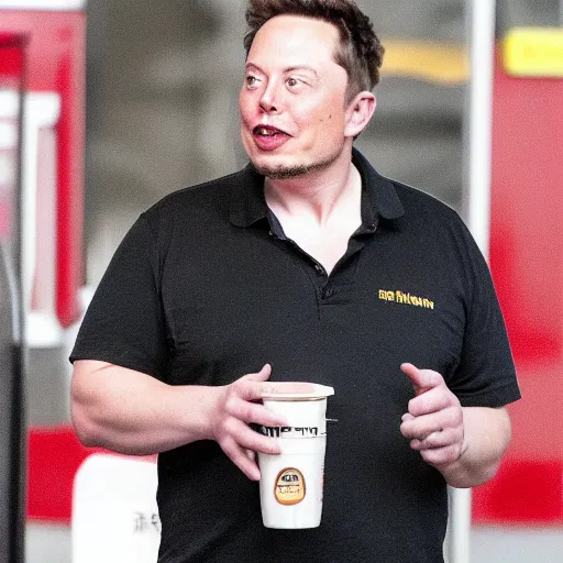 Prompt: fat elon musk eating hamburger