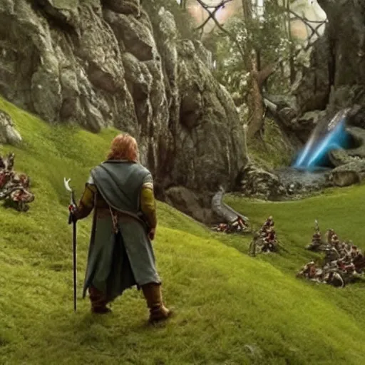 Prompt: lord of the rings in the movie shrek